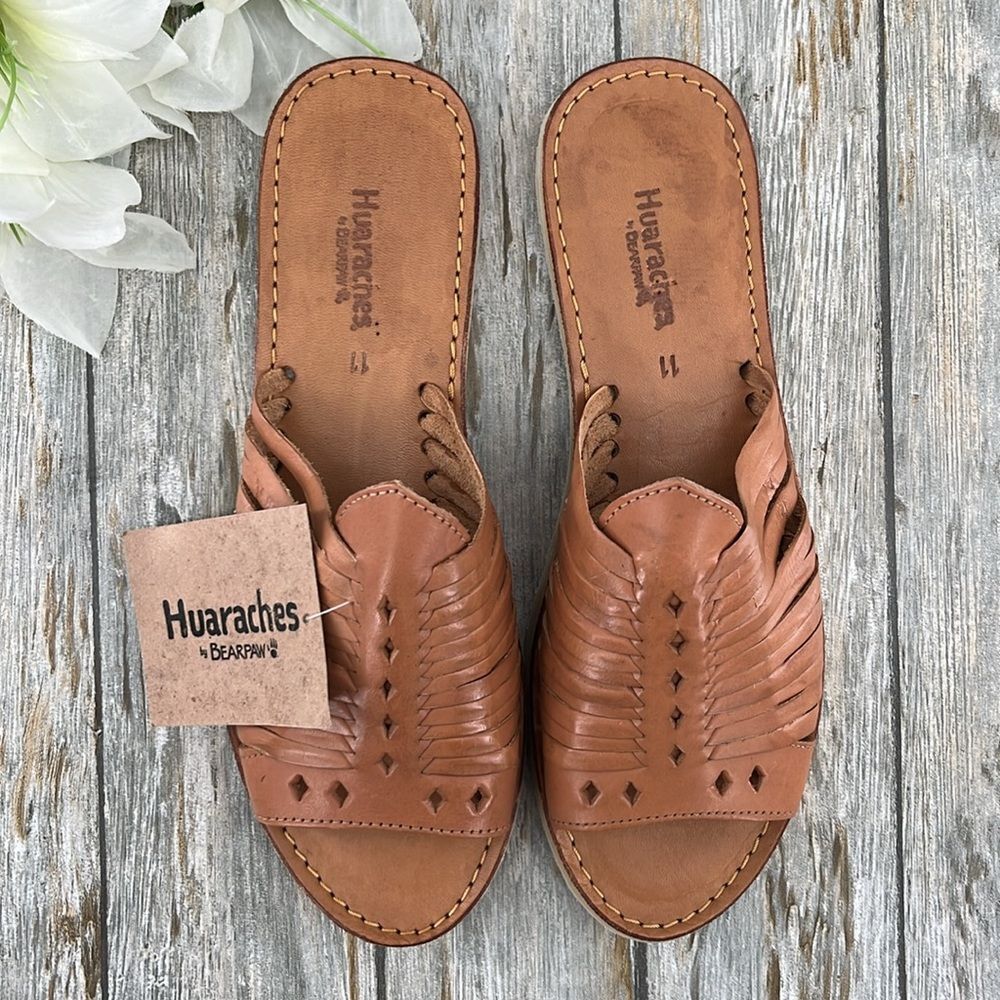 Bearpaw Leather Rosa Women's Leather Slide Sandals Shoes Size 11